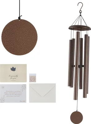 Produktbild von SucceBuy-Windspiel für draußen, 1270 mm, 6 Röhren, tiefer Ton. Einzigartiges großes Denkmal. Anmutige Außendekoration für Terrasse, Veranda, Garten und Hinterhof. Kupferader