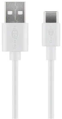 Image de Goobay 59130 Câble USB 2.0 2 m USB A USB C Blanc