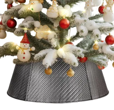 Imagen del producto de Adorno metálico para árbol de Navidad, color plateado, 70 cm. Elegante cubierta para árbol