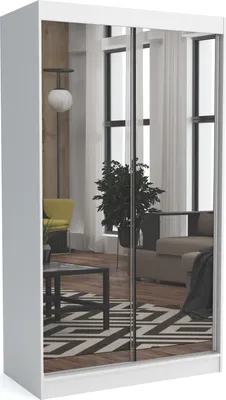 Produktbild von Moderner Kleiderschrank mit Schiebetüren und Spiegel DIDI 100 cm (WEISS)