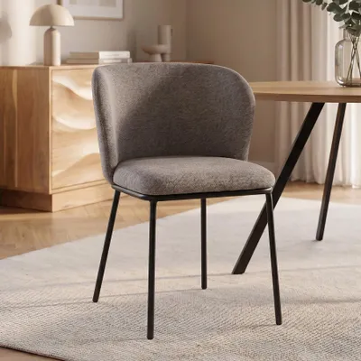 Produktbild von riess-ambiente Stuhl LYON grau beige schwarz Chenille Metallbeine Esszimmerstuhl