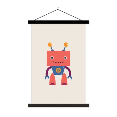 Produktbild von MuchoWow® Textilposter Roboter - Getriebe - Gesicht - Antenne - Kinder - Jugendliche 40x60 cm mit schwarzem Rahmen - Wanddekorationen