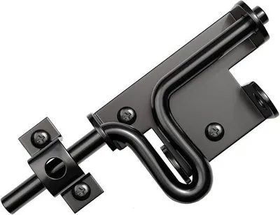 Produktbild von Schlittenbolzen Torabschließer, Türschloss mit Hängeschlossloch, Gleitbolzen Hardware Torabschließer, Holztor, Gartentor, Holztor, Außenschlösser, schwarz