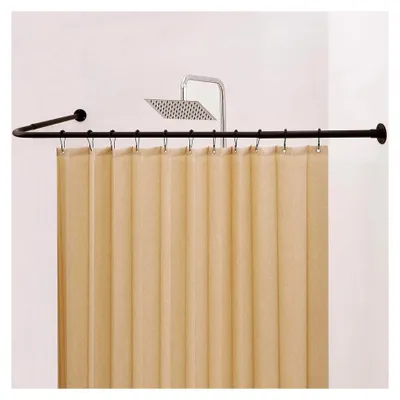 Produktbild von L-förmige Duschvorhangstange, verstellbar von 99-175 cm x 139-216 cm, 15 kg Tragkraft mit Deckenhalterung, rostfrei, inklusive 12 Haken, kein Durchhängen (Bohrmontage erforderlich)