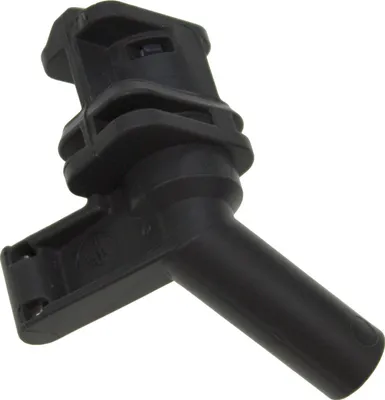 A black plastic nozzle for a coffee machine.
