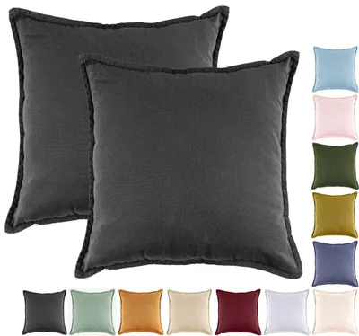 Produktbild von JACK by Mistral 2er Set 45x45cm Kissenhülle Kissenbezug Baumwolle Reißverschluss Leinenoptik , Farbe:Anthrazit