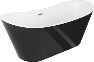 Produktbild von Mexen Montana freistehende Badewanne 150 x 75 cm, weiß/schwarz, gebürsteter Nickelablauf - 52011507575-97