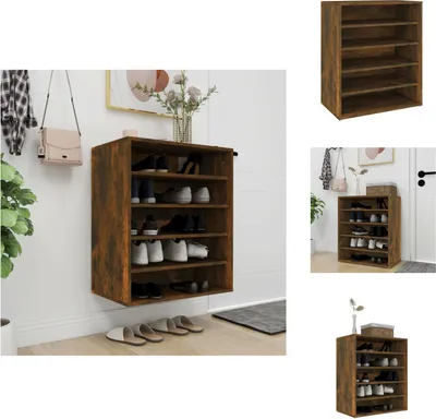 Obrázek produktu pro vidaXL Botník kouřový dub 60x35x70 cm materiál na bázi dřeva - Botníky a skříně