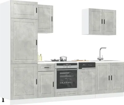 Produktbild von Hochwertig 7-tlg. Küchenschrank-Set Kalmar Betongrau Holzwerkstoff 3314785