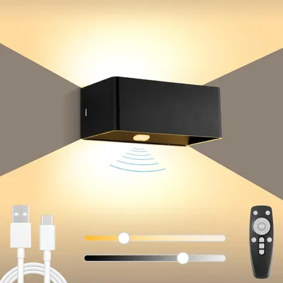 Produktbild von BOBOPAI Kabellos Akku Wandleuchte mit Bewegungsmelder,Timing-Funktion, 6W LED Dimmbare Schwarz