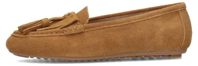 Produktbild von Damen Loafer TAYA Veloursleder Cognac mit dekorativem Detail 1 cm Absatz flache Sohle