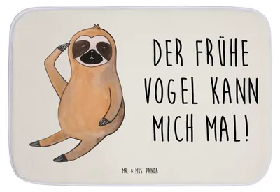 Produktbild von Mr. & Mrs. Panda Duschvorleger Faultier Vogel - Weiß - Geschenk, Der Frühe, Spinner, Bad Fußmatte, Früher, läufer, duschmatte, Badteppich, Badezimmerteppich