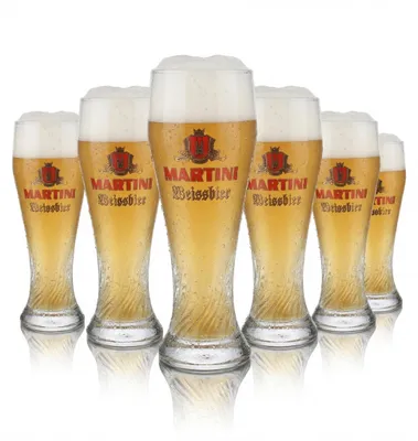 Produktbild von 6x Martini Weissbier Glas 0,5l Bierglas Gläser Relief Weizenbierglas