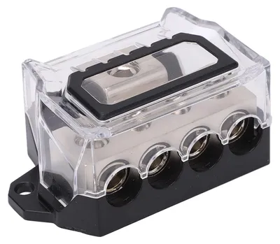 Stromverteilerblock 0 auf 4 Gauge, Masseverteiler, Audio, mit Abdeckung