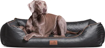 Productafbeelding van tierlando® Orthopedisch hondenbed LOUIS, hoogwaardig gestikt kunstleer - Afmetingen: 80x60 cm | Kleur: 02 Grafiet