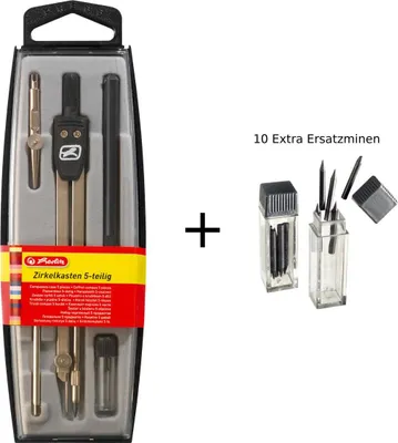 Produktbild von Herlitz Zirkelkasten / 5tlg. + 10 Extra Ersatzminen