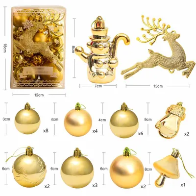 Imagen del producto de Conjunto de decoración navideña: 30 adornos para el árbol de Navidad