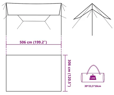 Produktbild von vidaXL Tarp Olivgrün 506x306 cm Wasserdicht