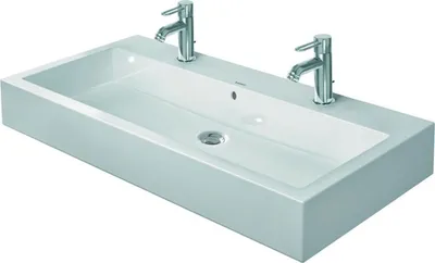 Produktbild von Waschtisch VERO m ÜL HLB 1000x470mm 2 Hahnlöcher weiß 2 Hahnlöcher weiß