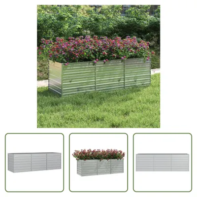 Image de The Living Store Plateau de jardin 240x80x77 cm Acier galvanisé argenté
