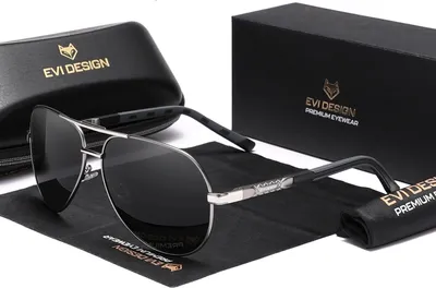 Produktbild von Polarisiertes UV400 Sonnenbrillen-Set XXL mit Etui - AVIATOR, black versilbert