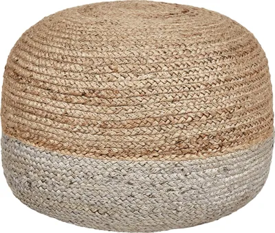 Obrázek produktu pro BELIANI Puf taupe juta polystyrenové kuličky výplň 50 x 50 x 40 cm kulatý taburet boho styl bytový doplněk