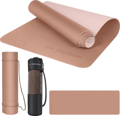 Image de EliteAthlete® tapis de yoga - tapis de sport - tapis de fitness - tapis de gymnastique rembourré & antidérapant pour fitness, pilates - tapis de yoga - 183 cm x 61 cm x 0.6 cm - tapis d'entraînement avec sangle de transport + sac