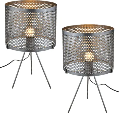 Produktbild von 2er Set Retro Deko Tischlampe Nachttischlampe Permius