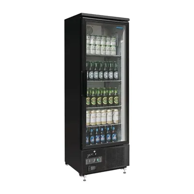 Produktbild von Polar Kühlschrank mit 1 Glastür - 370 Liter, 4 Rollen, schwarz