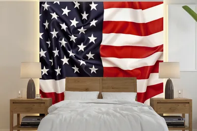 Produktbild von MuchoWow® Fototapete für Wohnzimmer oder Schlafzimmer Wandtapete Vinyl Motivtapete Nahaufnahme der amerikanischen Flagge - 240x240 cm - Schlafzimmer-Tapete