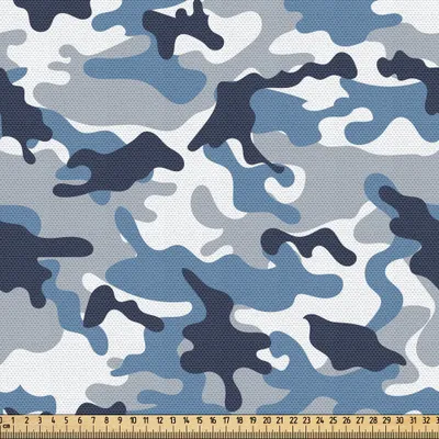 Produktbild von ABAKUHAUS Tarnen Gewebe als Meterware, Tarnung Optische Täuschung Illustration, 2 M (148 x 200 cm), Indigo Blau Grau