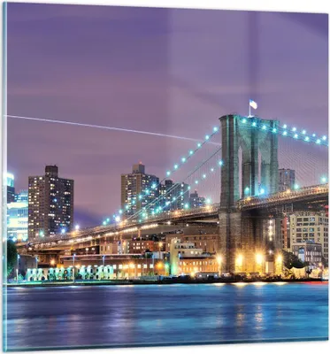 Produktbild von Bilder auf glas - Metropole Fluss Brücke Geschichte - 30x30cm - Glasbilder - Wandbilder - Kunstdruck - zum Aufhängen bereit - Wanddekoration aus Glas - Glas Bilder - Wandbild auf Glas - GAC30x30-2600