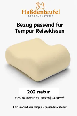 Produktbild von Kissenbezug passend für TEMPUR Reisekissen 25 x 31 x 10/7 cm – Baumwolle Elasthan