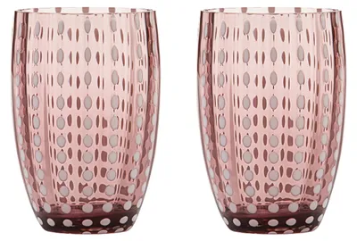 Image de Zafferano Perle Verre Améthyste - Verre Soufflé Bouche Coloré, 32 Cl, Fait Main - Lot De 2 Verresartisan Pour Eau Ou Cocktails