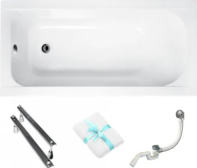 Produktbild von Aqua For You | Besco Wanne - 140x70cm - Acryl - Mit Ständer - Siphon - Rechteckig