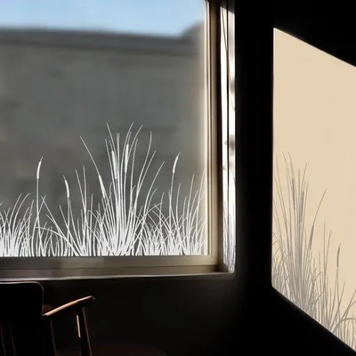 Produktbild von Weiße Fensterbilder Selbstklebende Fensterfolien Gras Frühling Sommer Pflanzen Dekoration