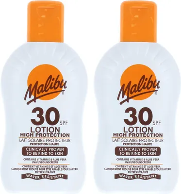 Productafbeelding van Malibu Protective Lotion SPF30 zonnebrandlotion 200 ml 2 stuks