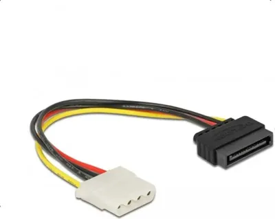 Zdjęcie produktu dla DeLOCK 60136, 0,2 m, SATA 15-pin, Molex (4-pin), Męska, Żeńska, Prosty