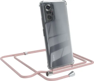 Produktbild von EAZY CASE Handykette kompatibel mit Xiaomi Redmi Note 10 Pro, Handyhülle mit Umhängeband, Handykordel, Schutzhülle Clear, Band in Rosa