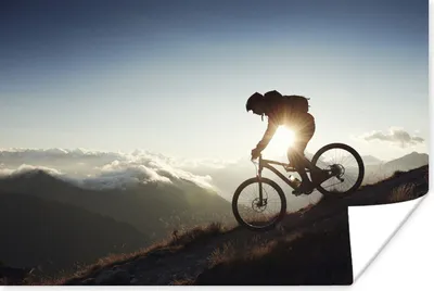 Produktbild von MuchoWow® Poster Radfahren vom Berg mit dem Mountainbike 180x120 cm - Fotoplakat