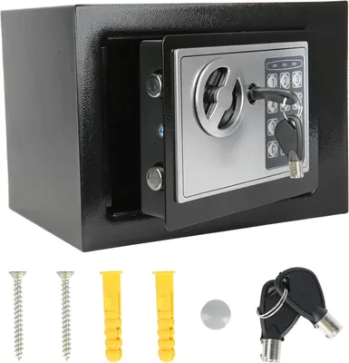 Produktbild von 4,6 l Stahltresor - Elektronischer Safe - Digitales Tastenfeld - Zahlenschloss - 3 Schlüssel - Für Geld Schmuck Dokumente - Schwarz