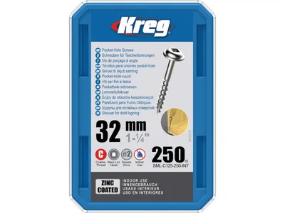 Produktbild von Kreg Pocket-Hole Schrauben 32 mm, Verzinkt, Maxi-Loc, Grobgewinde - 250Stk.