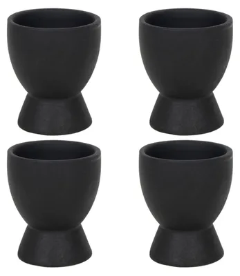Produktbild von Eierbecher - H 8 cm - Schwarz matt - Steingut - 4er Set