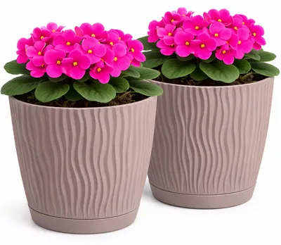 Productafbeelding van Solidchoice - Set van 2 Matte Bloempotten voor Planten