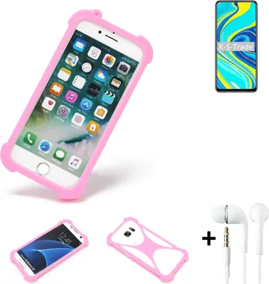 Produktbild von K-S-Trade Bumper + Kopfhörer kompatibel mit Xiaomi Redmi Note 9 Pro Handy Hülle Schutzhülle Silikon Schutz Hülle Cover Case Silikoncase
