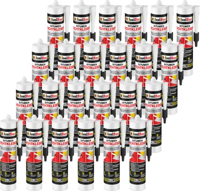 Produktbild von Isolbau Bitumen-Dichtkleber - 24 x 310 ml Klebstoff & Dichtmasse für Montage & Reparatur von Bitumen-Schindeln - Schwarz