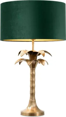 Produktbild von Casa Padrino Luxus Tischleuchte Palme Vintage Messing / Grün Ø 45 x H. 76 cm - Schreibtischleuchte im Palmen Design - Luxus Tischleuchten - Luxus Möbel - Luxus Qualität