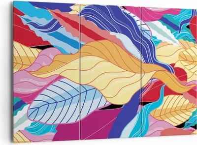 Produktbild von Bild auf Leinwand - Leinwandbild - 3 Teile - Muster Blätter bunt - 165x110cm - Wand Bild - Wanddeko - Wandbilder - Leinwanddruck - Bilder - Wanddekoration - Leinwand bilder - Wandbild - CE165x110-4269
