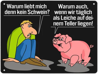 Produktbild von Schweine Metallschild XL in 21x28 cm in schwarz zum Thema Fleischesser und