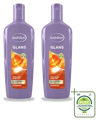 Imagen del producto de 2 champús Andrélon Glans, 300 ml cada uno, pack grande, 2 unidades